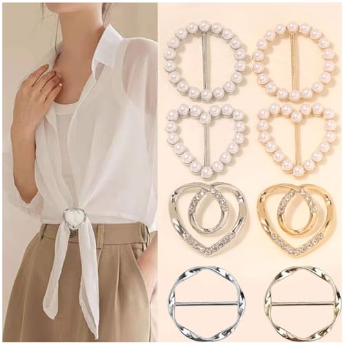 Image of 4PCS Scarf Ring Clip and Shirt Tie Rings - Waist Cinch Clips for Women's Clothing and Dresses