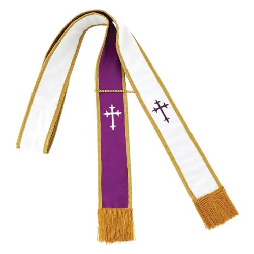 Trinity Church Supply Reversible Confessional Stole Priest Celebrant Communion Catholic Church Father Mass Vestments for Christmas, Purple and White Color, 2.26 Inch Length