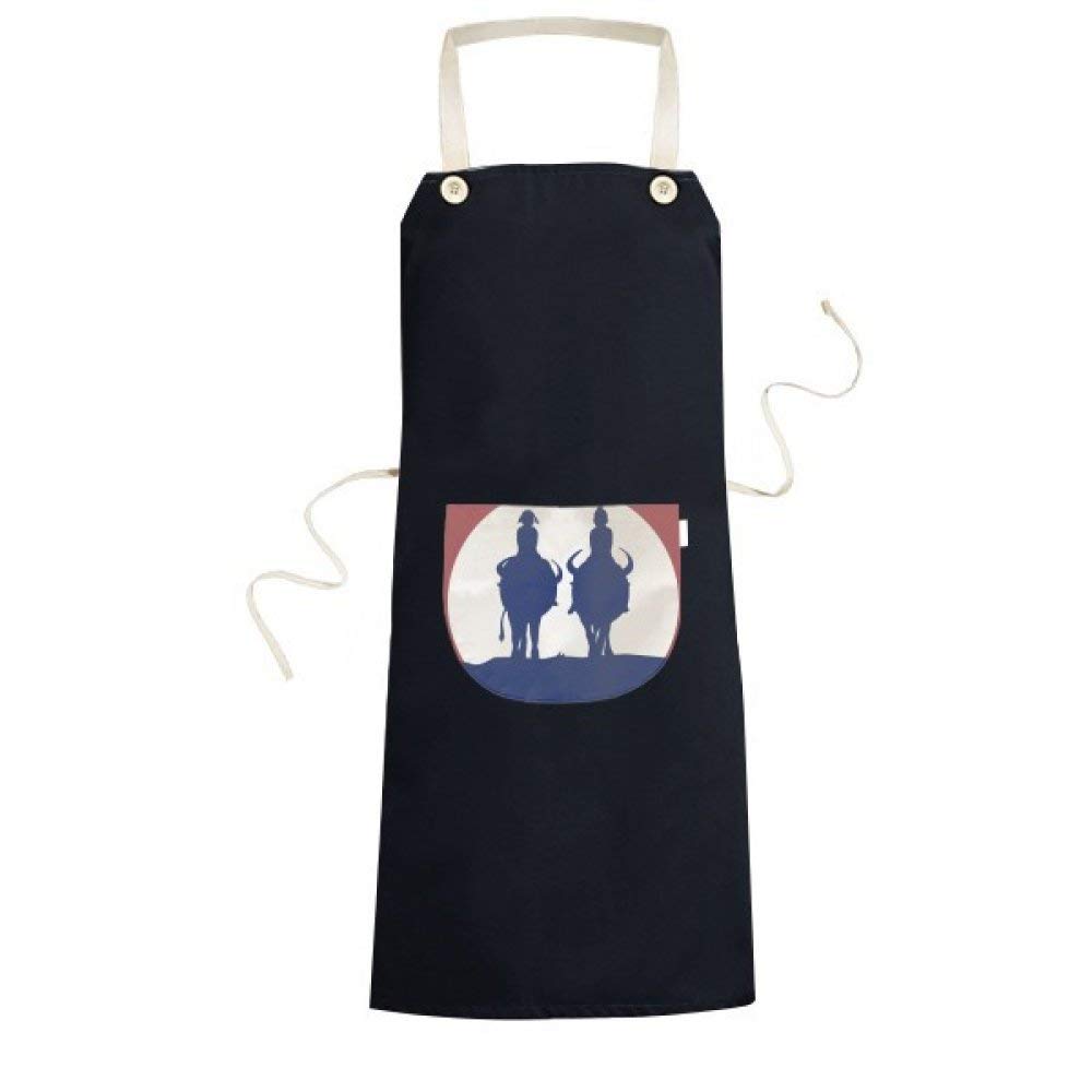 Tablier éléphant Thaïlande de cuisine noir ajustable avec grande poche