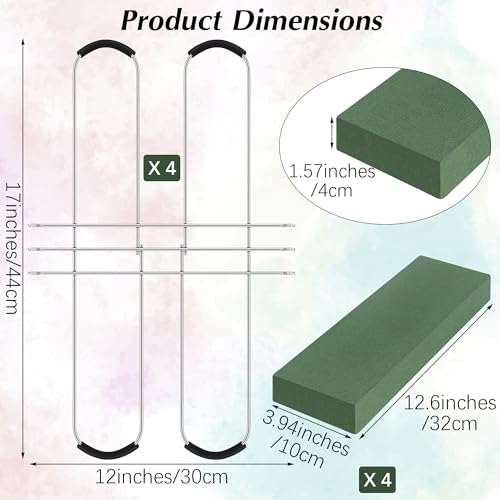 Hahood 4 Pack Memorial Day Headstone Flower Saddle with Floral Foam 17 x 12 Inch Gravestone Saddle Cemetery Flower Holder Outdoor Wire Rustproof Tombstone Saddle Cemetery Floral Ar image 4
