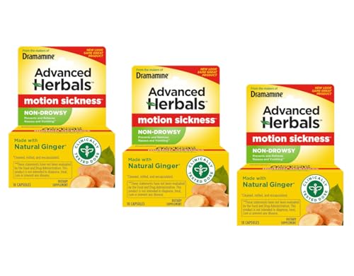 Dramamine Advanced Herbals Non-Drowsy Motion Sickness Relief Caplets, 18 Count (Pack of 3)