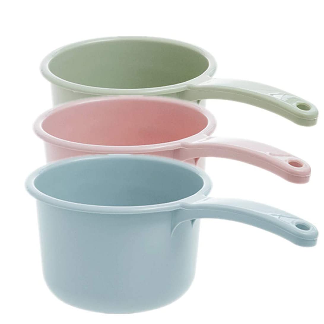 Plastic Water Ladle Thicken Bath Spoon Big Water Dipper for Bathing Kitchen Gardening, 3 Pcs/Set, Pink/Blue/Green