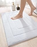 DEXI Bathroom Rug Mat, Extra Soft Absorbent Premium Bath Rug, Non-Slip Comfortable Bath Mat, Carpet for Tub, Shower, Bath Room, Machine Washable, 24'x43', White