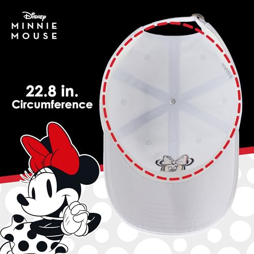Image of Disney Minnie Mouse Dad Hat, Cotton Adjustable Baseball Cap with Curved Brim