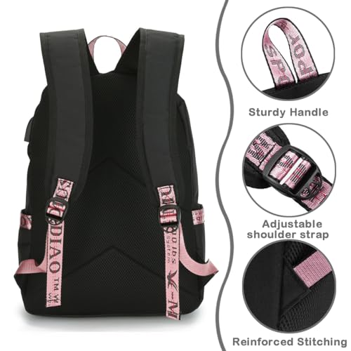 Image of ZJYJING Anime Backpack for School Laptop Backpack with USB Port, Casual Travel Casual Daypack for Teens Girls, Green