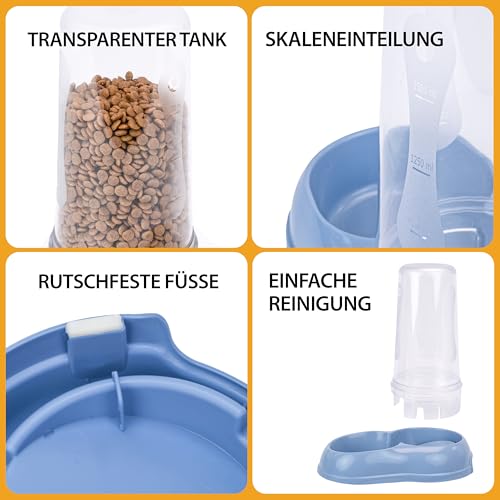 Ferplast Futter- oder Wasserspender für Hunde und Katzen AZIMUT 600 Futtertrog Wasser 0,6 Liter, Rutschfester Boden, 12,5 x 19 x H 19,5 cm Blau