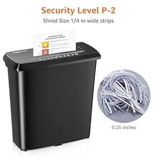 Amazon Basics 8-Sheet Strip Cut Paper Shredder for Home and Office, CD/Credit Card Shredder, 3.4 Gallon Bin, Black