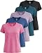 5 Pack Women's Dry Fit Workout Tops Crew Neck T Shirts Athletic Gym Tees