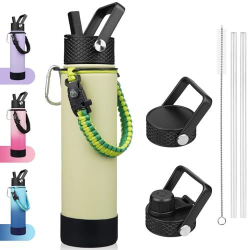 Image of BJPKPK 27oz Insulated Water Bottle with 3 Lids, Straw Lid & Handle
