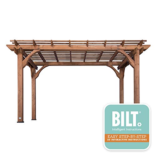 Backyard Discovery Beaumont 14' x 10' Traditional Cedar Wood Pergola Kit with Trellis Roof, All-Season Durability, High-Wind Rating, PowerPort, Shade for Outdoor Patio, Deck, Garden, and Entertaining - Image 4