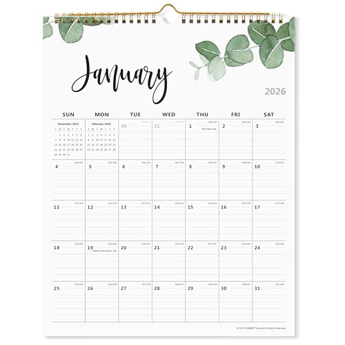 2026 Calendar, Monthly Wall Calendar 2026 from January 2026 to December 2026, Perfect for Home Schooling Plan & Organizing, Daily Blocks with Julian Dates, 15 x 12 Inches