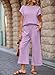 SHEWIN Spring Outfits for Women 2026 Trendy Waffle Pattern Womens Lounge Set Sweatsuits 2 Piece Sets Short Sleeve Tops Flowy Wide Leg Pants Sweat Set Orchid Petal Medium