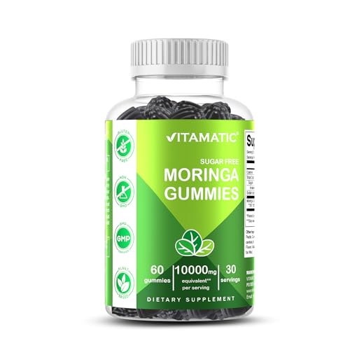 Vitamatic Sugar Free Moringa Gummies &ndash; 10,000 mg Equivalent per Serving (from 200 mg of 50:1...