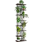 VASZOLA Hölzern Blumenregal Pflanzenregal, Mehrstöckig Blumenständer Pflanzenständer Blumenbank Blumentreppe Pflanzentreppe Standregal für Innen Garten Balkon Deko (8-Tier, Schwarz)