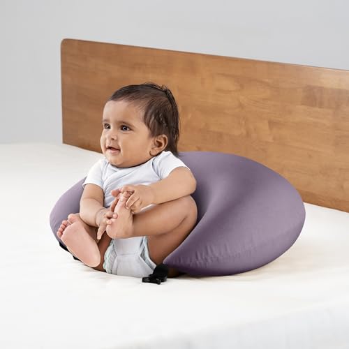 Image of Wakefit Nursing Pillow for Breastfeeding & Baby Care | 5 in 1 Feeding Pillow with Bamboo Waterproof Removable Cover | Super Soft & Machine Washable Waterproof Cover | Lavender