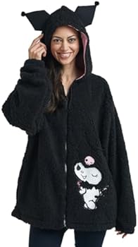 Bioworld Moletom Kuromi feminino preto de manga comprida cosplay