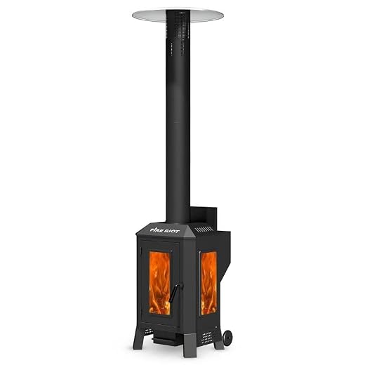 Outdoor Patio Heaters, Wood Pellet Outdoor Patio Heater with Glass Window, Pellet Heaters for Outdoor Use, Home, Gardens & Commercial