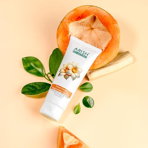 Image of ARISH BIO-NATURAL Papaya Chandan Depigmentation Face Wash with Niacinamide & Sandalwood | Dark Spot Care Cleanser | Herbal Daily Cleanser for Men & Women | Suitable for Dry & Combination Skin | 75 ml