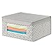 mDesign Medium Fabric Stackable Closet Storage Organizer Box, Front Window/Lid - Bedroom, Office, Mudroom Organization, Hold Clothes, Blankets, Linens, Spira Collection, 6 Pack, Taupe/Natural Chevron