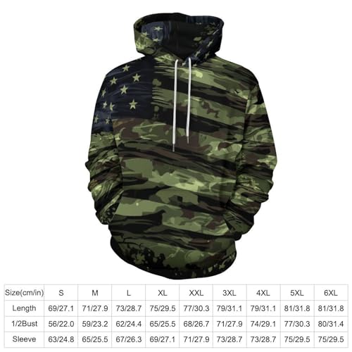 Sweat à capuche manches longues imprimé camouflage militaire et rayures rétro vert - 5