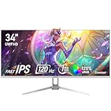 Gawfolk 34 Inch IPS Ultrawide 120Hz Gaming Computer Monitor, 21:9 UWFHD (2560x1080) PC Screen, 120% sRGB, Adaptive Sync, 178° Viewing Angle, Display Port, HDMI, Compatible with Wall mounting - White