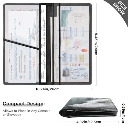 Car Registration and Insurance Holders Wolf Wood Print, PU Leather for License Documents Cards3