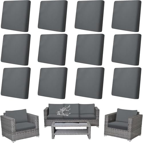 Malloom 12Pcs Stretch Patio Cushion Covers Waterproof Outdoo