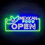 Xusdamyj Mexikanisches Essen offene ultrahelle LED-Schilder mit...