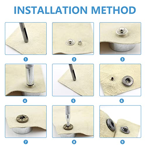 Oriental riverkit 11pcs DIY Lederhandwerk Handwerk Werkzeug, Gesenkstanze Schnapp Nieten Setter-Basis-Kit Die Punch Snap Kit Rivet Setter mit Basis für Punsch Loch
