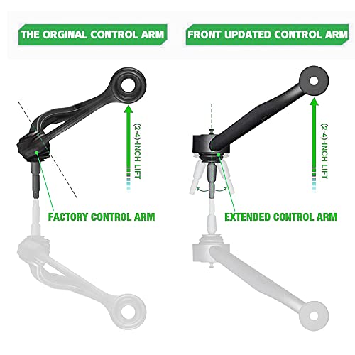 Front Upper Control Arms Tubular Suspension Leveling Kit for 2-4\" Lift For 1999-2006 Silverado Suburban Avalanche 1500 Tahoe GMC Sierra Yukon XL 1500 Cadillac Escalade 2WD/4WD 6 Lug Only - Thumbnail 6