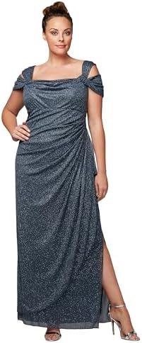 Alex Evenings Women's Long Cold Shoulder Dress, Mother of the Bri...