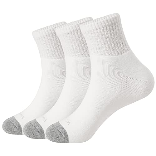 Wander Men's Athletic Ankle Socks 3-8 Pairs Thick Cushion Running Socks For Men&Women Cotton Socks 6-9/9-12/12-15 (A: 3 Pair White, Shoe Size: 6-9) #TOP16