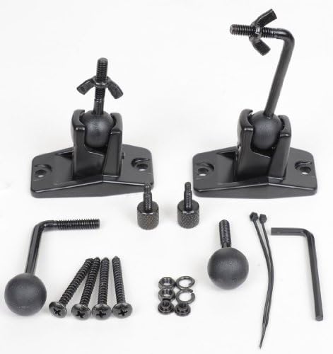 VideoSecu Speaker Wall Ceiling Mount Bracket One Pair for Universal Satellite, fits Keyhole and Thread Hole with 1/4 20 Threads, 4mm and 5mm Black 1ST