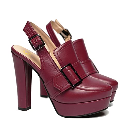 Image of SHODENSE Women Vintage Platform Chunky High Heels Pumps Shoes Round Closed Toe Platform Loafers Ankle Strap Block Heel Slingback Summer Sandals Backless Buckle Loafer Ladies Chic Sexy Party 4-11 M US