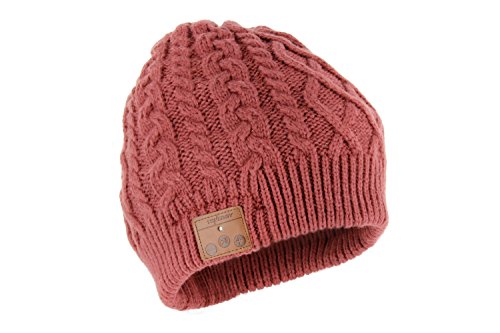 Tenergy Wireless Bluetooth 4.1 Beanie Cable Knit Cap Headphones Sync with Cell Phone Multi Functional 2 Stereo Speakers (Dusty Cedar)