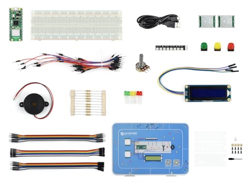 waveshare Basic Kit, Compatible with Raspberry Pi Pico 2 W Microcontroller Board, Based On Official RP2350 Chip, Dual-Core & Dual-Architecture Design, 16items