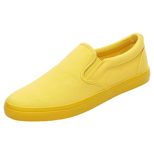 Jamron Hombre Color Sólido Slip On Zapatos de Lona Zapatillas Casual Sneakers Plimsolls Amarillo SN0706142 EU43