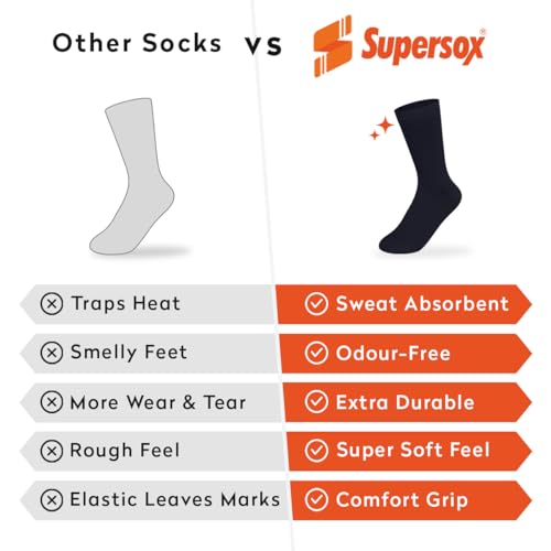 Image of Supersox Regular Black School Uniform Socks for Kids, Made with Breathable, Anti Odour & Moisture Absorbent Combed Cotton with a Extra Durable Welt, Ideal For All Day Wear