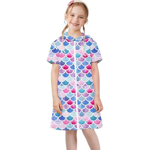 Image of Kids Swim Cover Up Boys Girls Cotton Tie Hooded Towel Robe