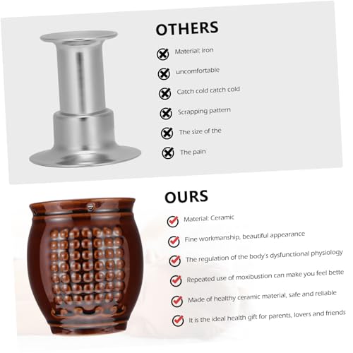 Cerámica Olla de Moxibustión Práctica Quemador de Moxa Taza de Raspado para Masaje Corporal Diseño Portátil para Uso en Casa Ligero con Red de Almacenamiento de Ceniza Uniforme miniatura 6