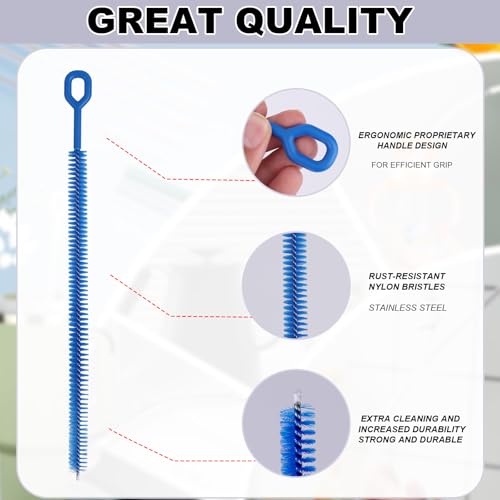 Image of 6pcs Straw Cleaner Brush Set, 12.6 Inch Cleaning Brush Extra Long Reusable Water Bottle Pipe Cleaner Bendable Cleaning Tool for Metal Silicone Plastic Glass Straws Tubes (Blue)