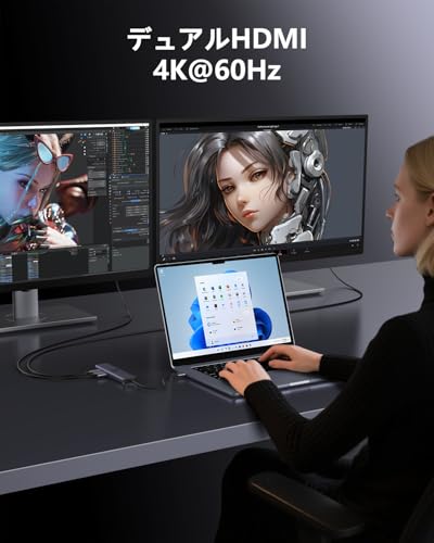 Newmight 7-in-1 USB-C ドッキングステーション (Dual 4K HDMI)