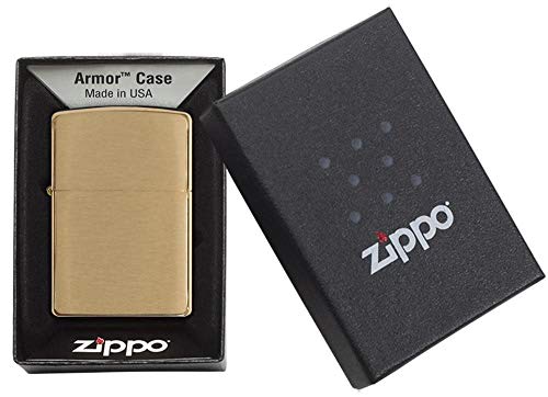 Encendedor Zippo Armor Brushed Brass de bolsillo miniatura 5
