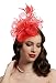 Flower Cocktail Tea Party Headwear Feather Fascinators Top Hat for Girls and Women(RED)