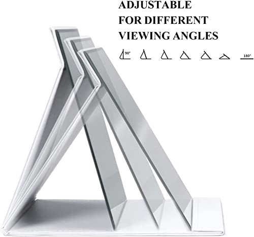 Image of Portable Folding HD Makeup Mirror, Frameless Slim PU Leather Desktop Mirror with Adjustable Stand for Personal Use, Travel, Desktop (Set of 2, Black & White)