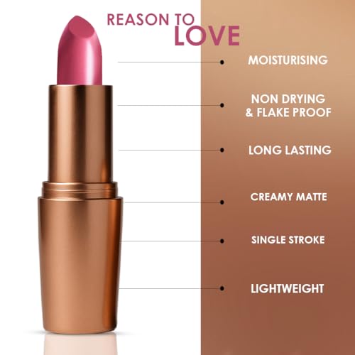 Image of One Wish Creamy Matte Lipstick Long Lasting for Women - Cotton Candy Shade 15 | Full Coverage | Creamy Formula | No Flaky Lips | No Dryness | Vitamin E, Almond Oil & Shea Butter for Moisturising Lip | 8 Hrs Lasting | Smooth Finish | 3.8 gm