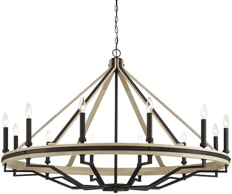 Minka Lavery 2629-860 Sonoma 12 Light 48" Wide Taper Candle Style Chandelier - Dark Bronze and Natural Solid Wood