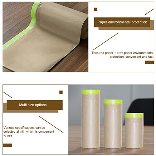Image of Saycker Pre-Taped Masking Paper for Painting,18inch x 49ft Adhesive Paint Protective Paper Roll,Tape and Drape Painters Paper for Covering Skirting,Frames,Cars and Auto Body