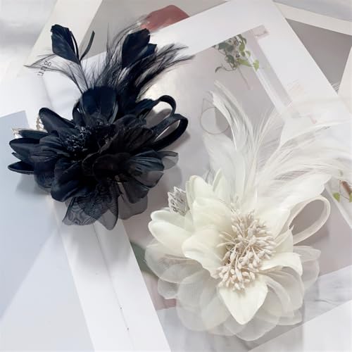 Image of Extra Large Flower Brooches for Women Lapel Pins Dainty Fabric Brooches Big Camellia Lady Flower Fascinator Hatpin Hair Clip for Wedding Prom Party Dance Banquet Ceremony Clothes Accessories Jewelry