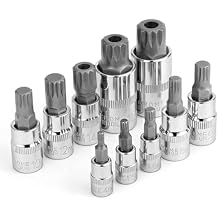 10Pcs Triple Square Spline Bit Socket Set, Premium Alloy Spline Socket Bit Set, Metric Sized S2 Steel Bits, Drive M4-M18 and Cr-V Sockets for Professionals